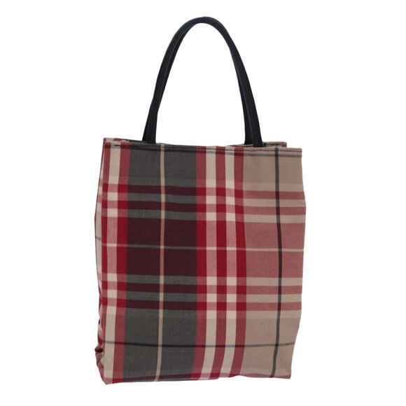 BURBERRY Nova Check Hand Bag Canvas Red Auth 81671 - Picture 1 of 16